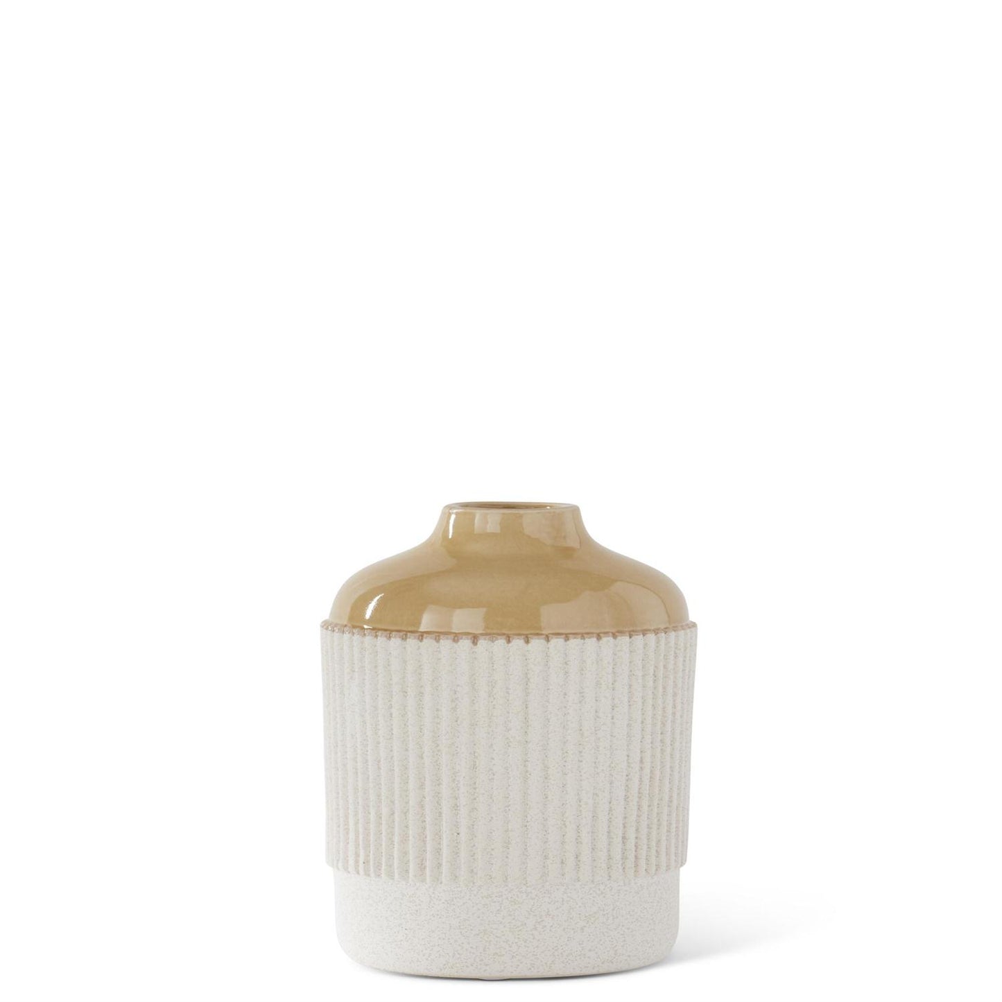 BEIGE AND WHITE STONEWARE VASES