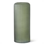 FROSTED GREEN RIBBED VASES