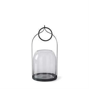 ROUND BLACK METAL LANTERNS W/OPEN DOME