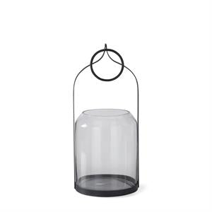 ROUND BLACK METAL LANTERNS W/OPEN DOME