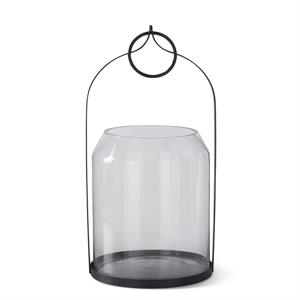 ROUND BLACK METAL LANTERNS W/OPEN DOME