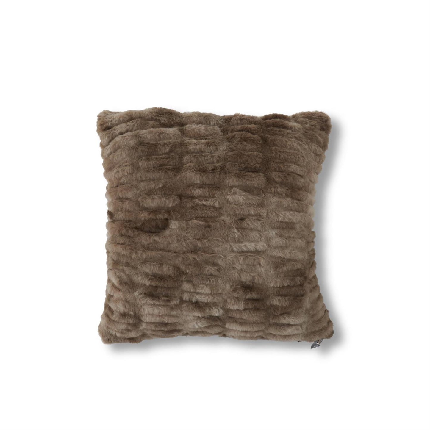 BROWN RIBBED FAUX FUR PILLOW