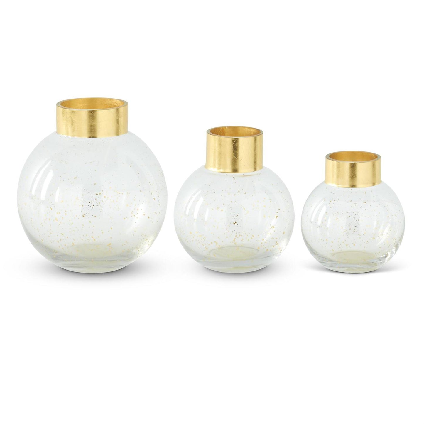 ROUND VASES WITH GOLD RIM AND SPLATTER
