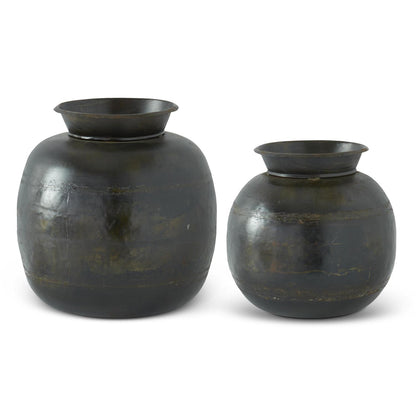 BROWN POT BELLY VASES