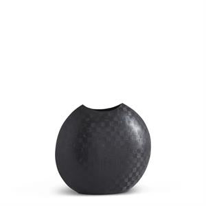 TEXTURED BLACK METAL DISC VASES