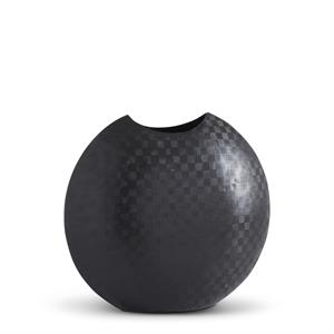 TEXTURED BLACK METAL DISC VASES