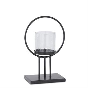 BLACK METAL RING CANDLE HOLDERS