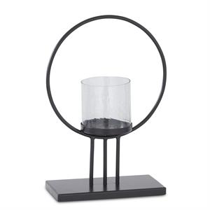 BLACK METAL RING CANDLE HOLDERS