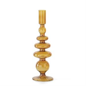 AMBER GLASS TAPER CANDLEHOLDERS