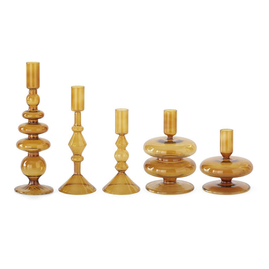 AMBER GLASS TAPER CANDLEHOLDERS