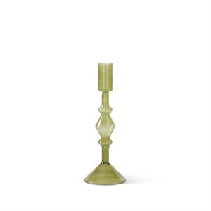 GREEN GLASS TAPER CANDLEHOLDERS