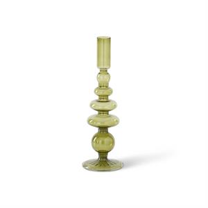 GREEN GLASS TAPER CANDLEHOLDERS