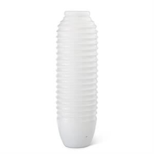 WHITE RIBBED CARVED WOOD VASES