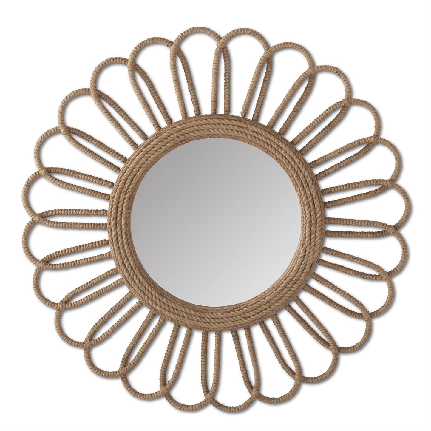 METAL JUTE WRAPPED LOOP FLOWER MIRROR
