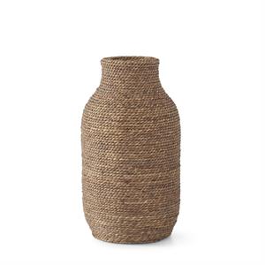 WOVEN GRASS & WOOD VASES