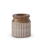 ROUND VERTICAL LINE CARVED WOOD VASES