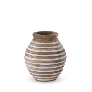 OVAL HORIZONTAL LINE CARVED WOOD VASES