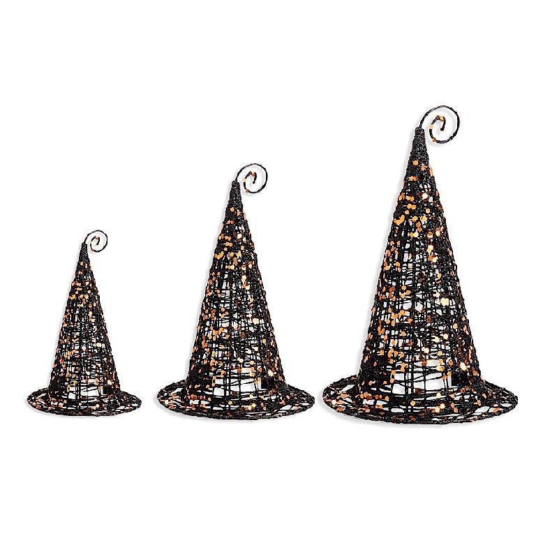 BLACK GLITTER WIRE WITCH HATS