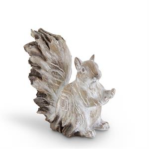 WHITEWASHED RESIN SITTING SQUIRRELS