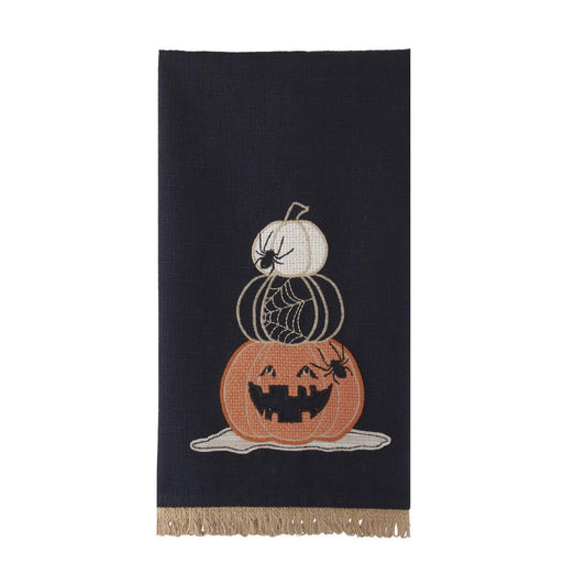 BLACK HALLOWEEN JACK O LANTER HAND TOWEL