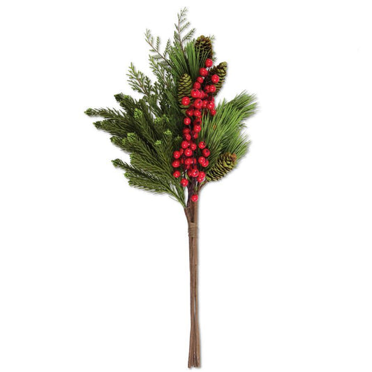 PINE AND RED BERRY WITH PINECONES