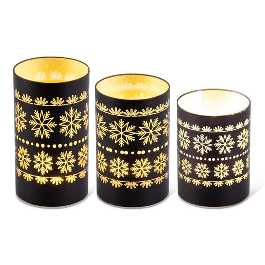 MATTE BLACK LED SNOWFLAKE CANDLES