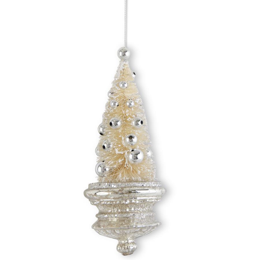 CREAM BOTTLE BRUSH TREE ORNAMENT