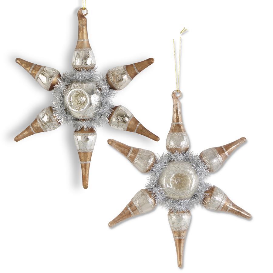 COPPER MERCURY GLASS STAR ORNAMENTS