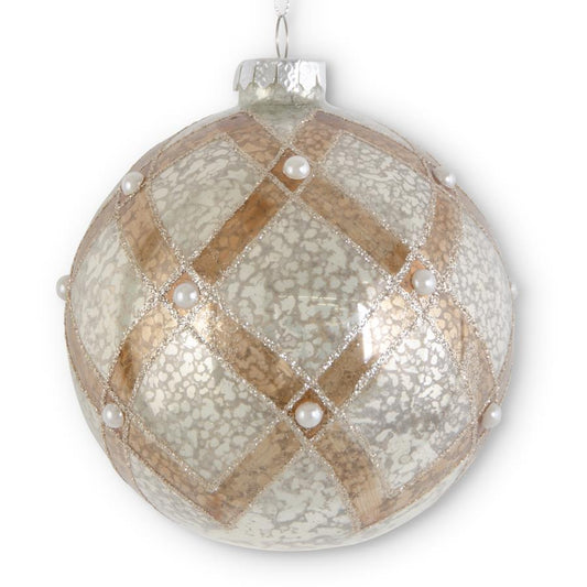 GLITTERED SILVER AND COPPER ORNAMENT