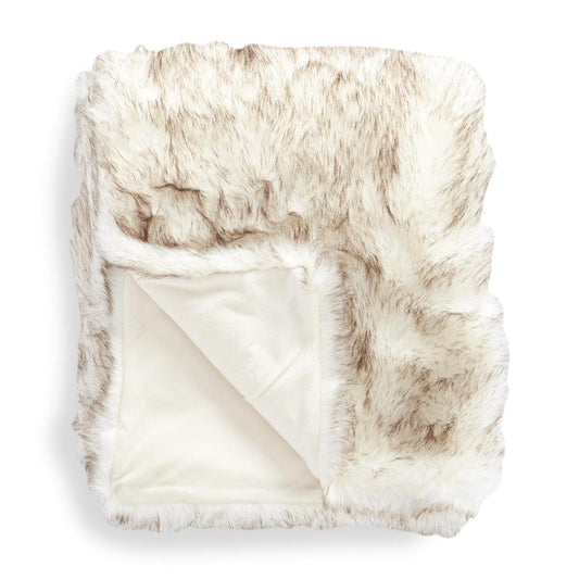 CREAM FAUX FUR THROW BLANKET