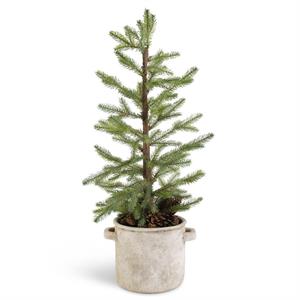 PINE TREE IN RUSTIC CREAM CROCK