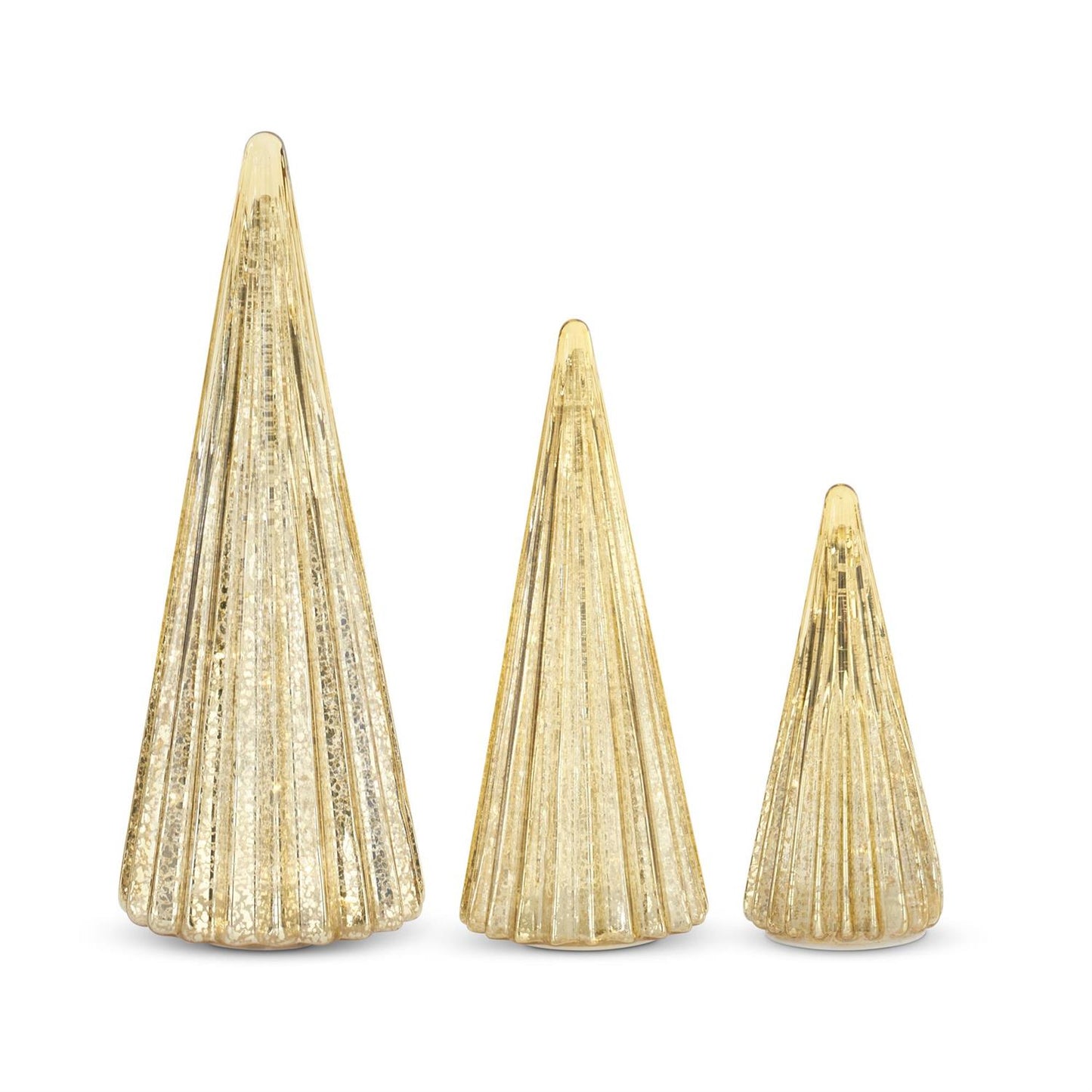 RIBBED GOLD LED MERCURY GLASS TREES