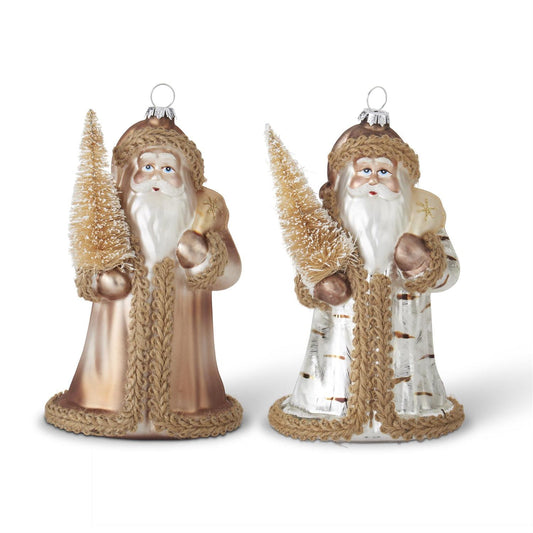 GLASS SANTA ORNAMENTS