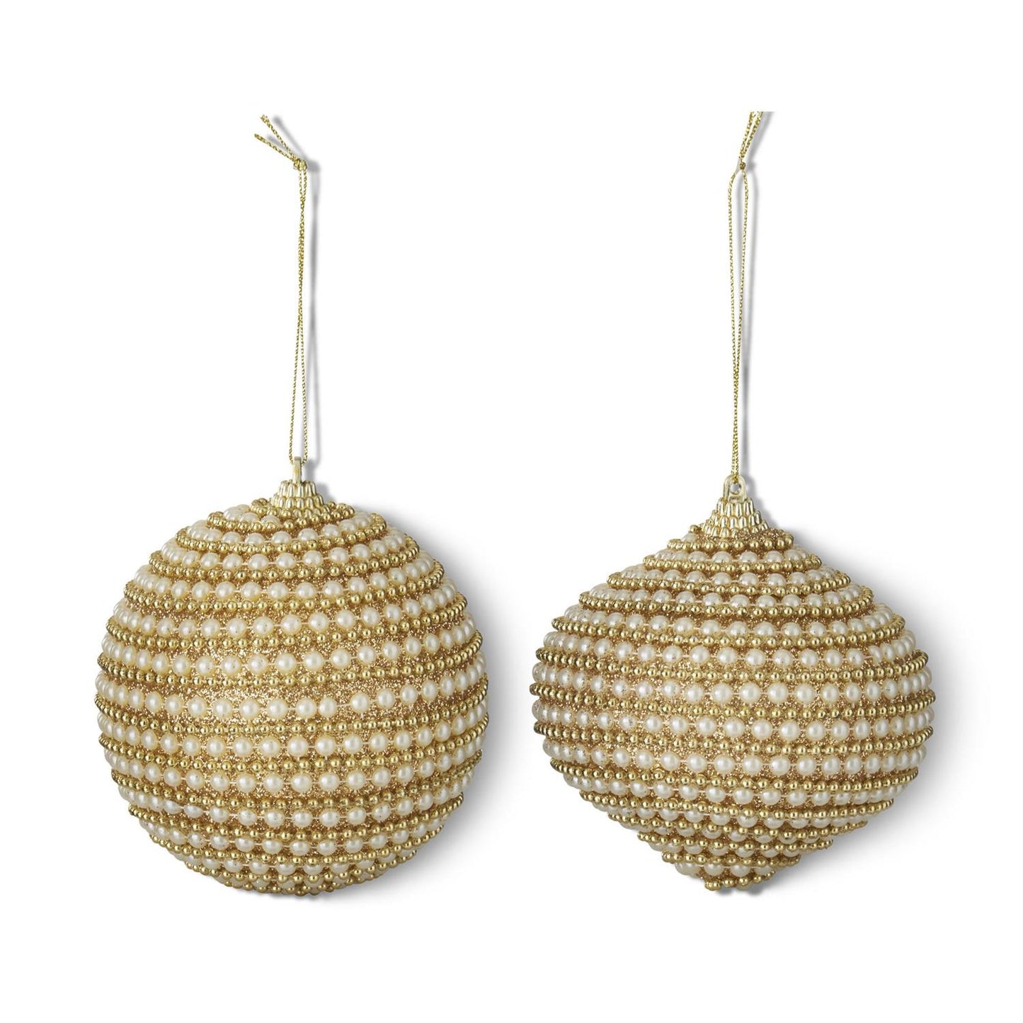 GOLD BEADED ORNAMENTS - SET OF 4