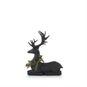 MATTE BLACK DEER WITH PINE WREATHS