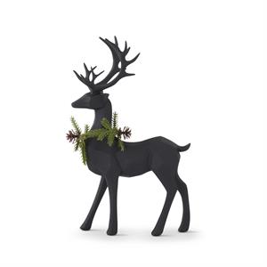 MATTE BLACK DEER WITH PINE WREATHS