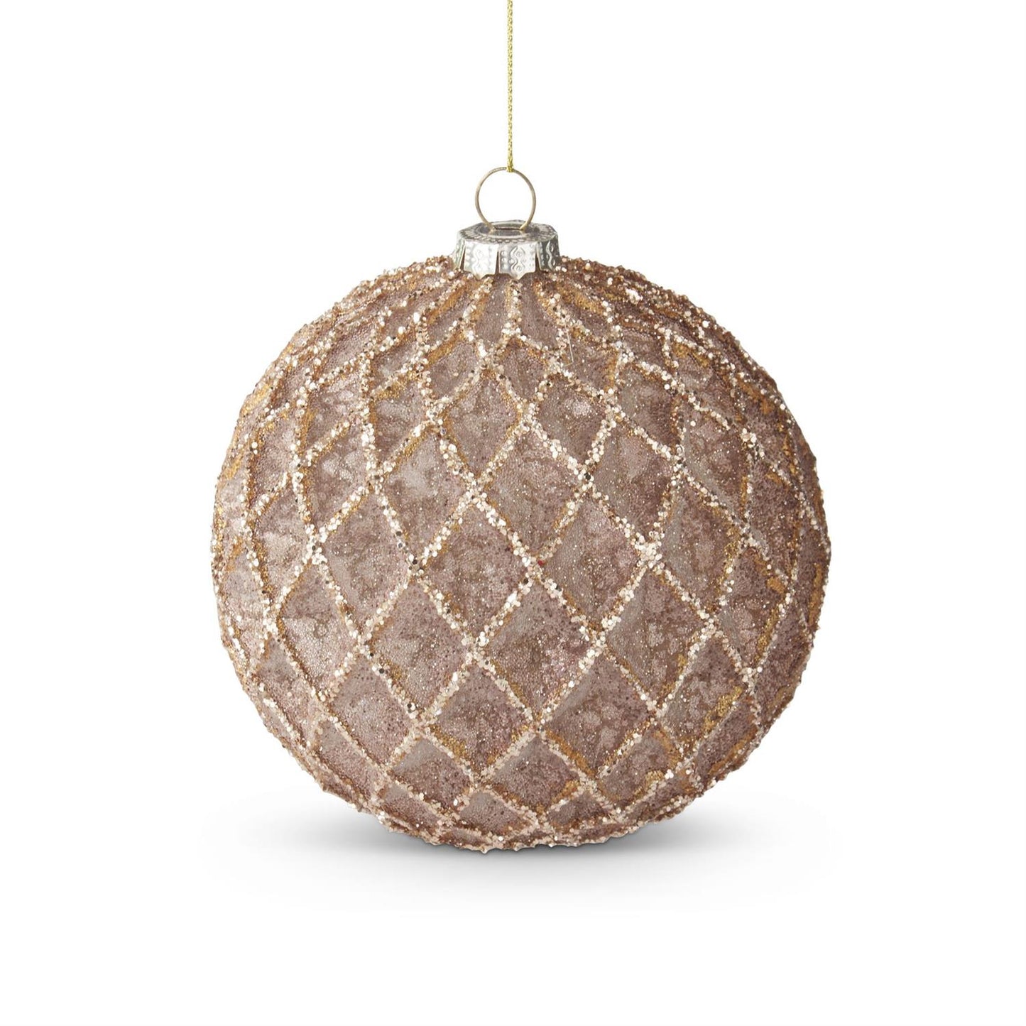 ROUND GLITTERED BROWN ORNAMENT