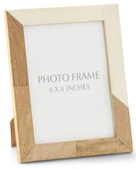 WOOD & CREAM RESIN TILE PHOTO FRAME