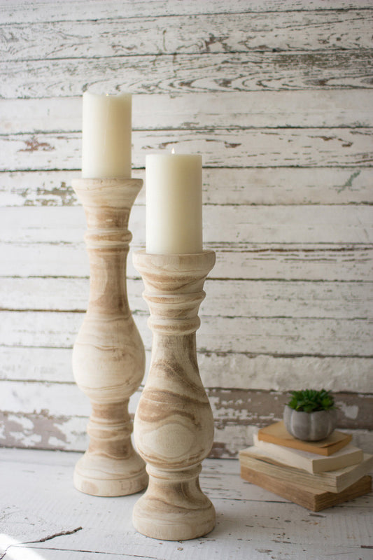 HAND CARVED WOODEN CANDLE STANDS