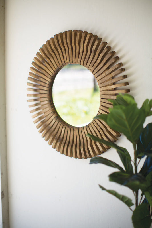 ROUND WOODEN MIRROR