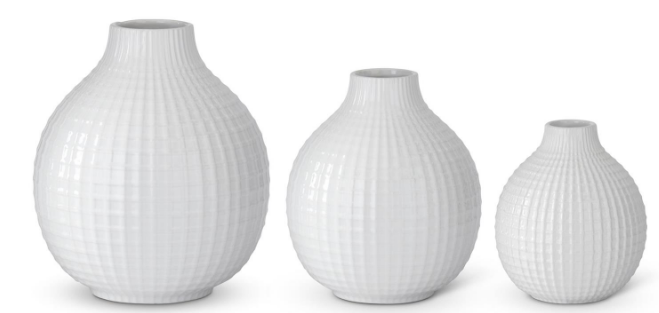 GLOSSY WHITE CERAMIC GRID VASES (Copy)