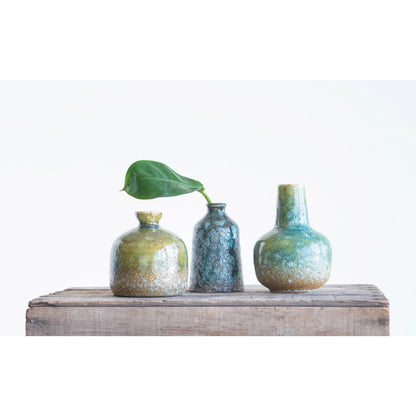 STONEWARE VASES GREEN