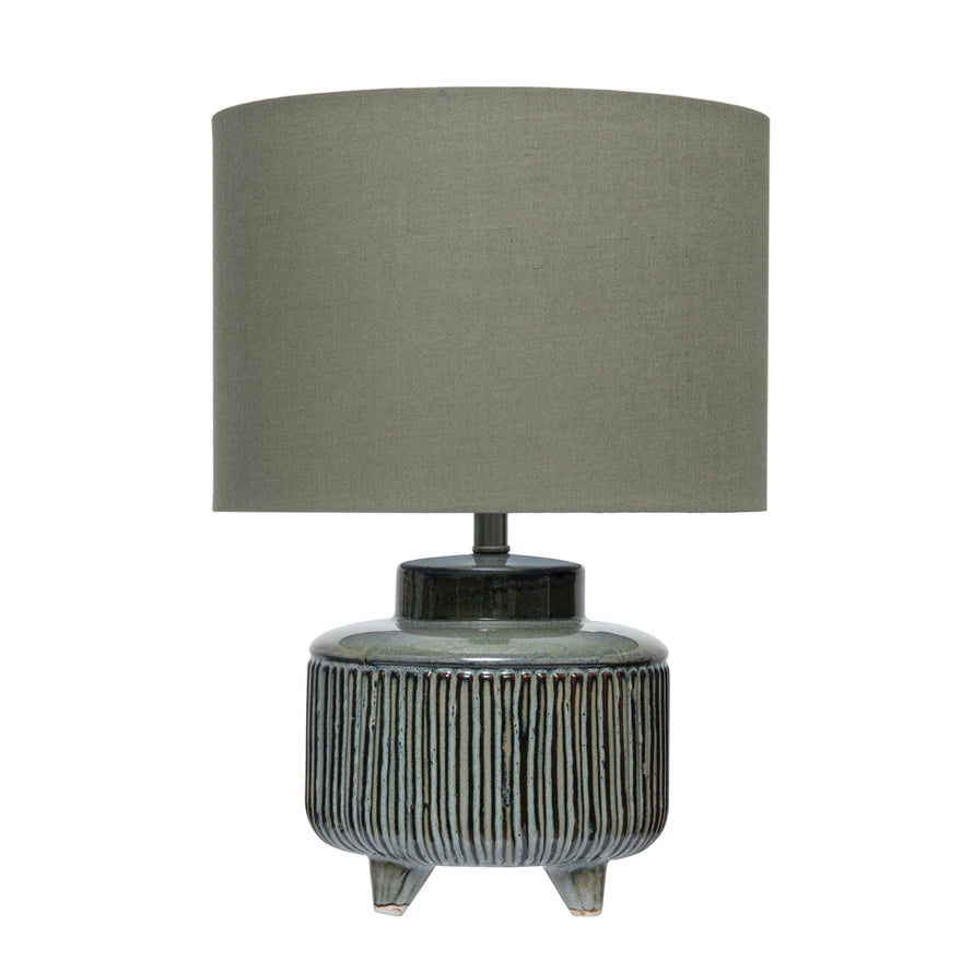 STONEWARE FOOTED TABLE LAMP