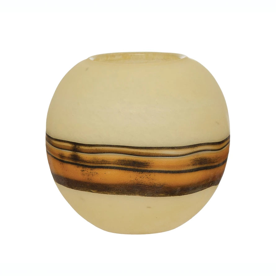 FROSTED ART GLASS VASE YELLOW