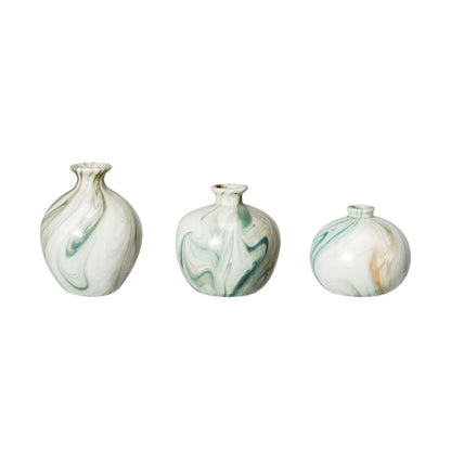 MARBLED STONEWARE VASES