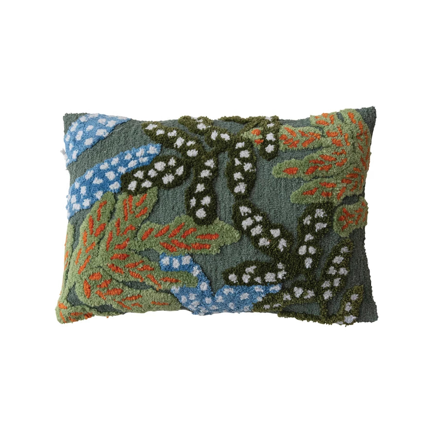 BOTANICAL WOVEN BOUCLE INDOOR/OUTDOOR LUMBAR PILLOW