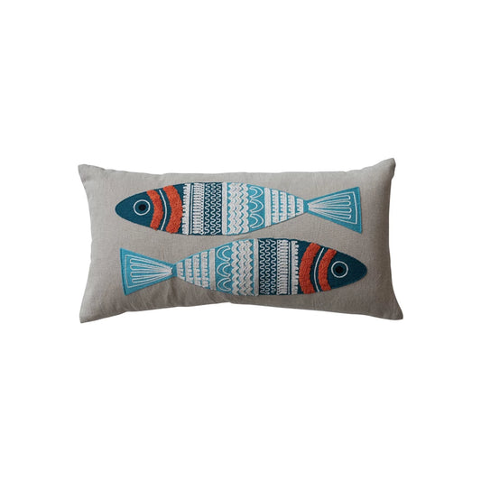 FISH CHAMBRAY LUMBAR PILLOW