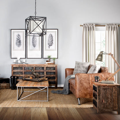 RECLAIMED WOOD & METAL END/SIDE TABLES