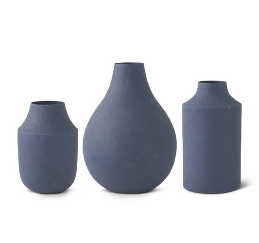 NAVY BLUE MATTE SMALL METAL VASES