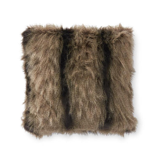 18" BROWN & BLACK FAUX FUR PILLOW